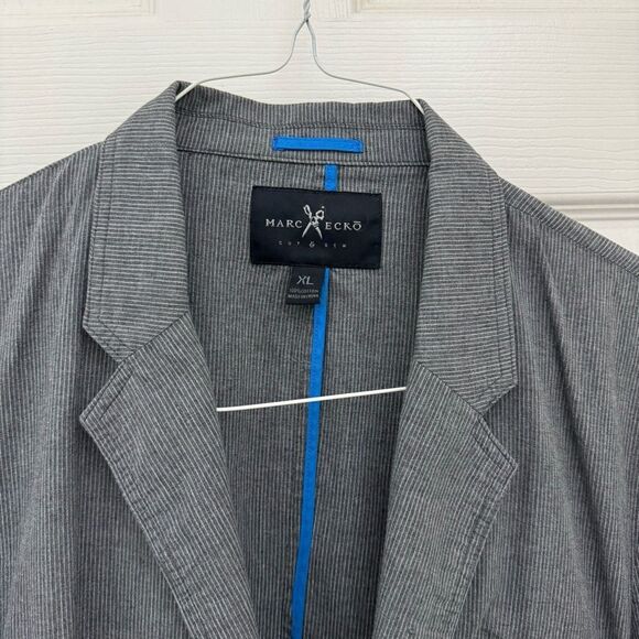 Marc Ecko Cut and Sew Unstructured Blazer Pinstripe Gray Cotton Size XL Casual - Picture 3 of 4